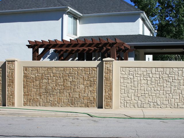 Finished concrete fence.