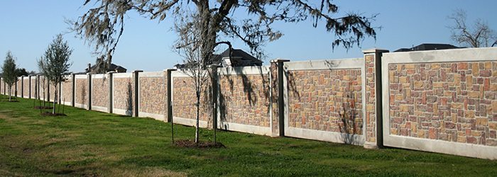 Residential concrete block fence