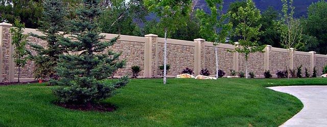 ashlar municipal wall stone tree fence